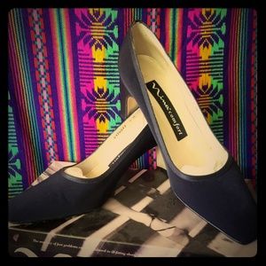 Blue Satin Nina comfort heels